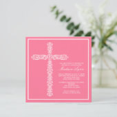 Invitation Cross Baptism Christening Girl'innovation Baptême (Debout devant)