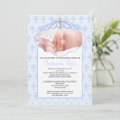 Invitation Cross & Hearts Photo Baptism Inviation (Debout devant)