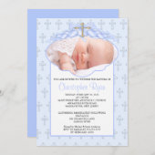 Invitation Cross & Hearts Photo Baptism Inviation (Devant / Derrière)