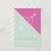 Invitation Cross My Heart Classroom Valentine - Fuchsia (Devant / Derrière)