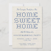 Invitation Cross-Stitch Home Sweet Home Bleu Ménage (Devant)