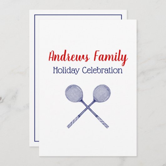 Invitation Crossed Squash Racquets Blue (Devant / Derrière)