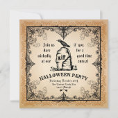 Invitation Crow éffrayant sur une pierre tombale et chauves-s (Devant)