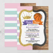 Invitation Crown & Basketball Joint Anniversaire Garçon Sport (Devant / Derrière)
