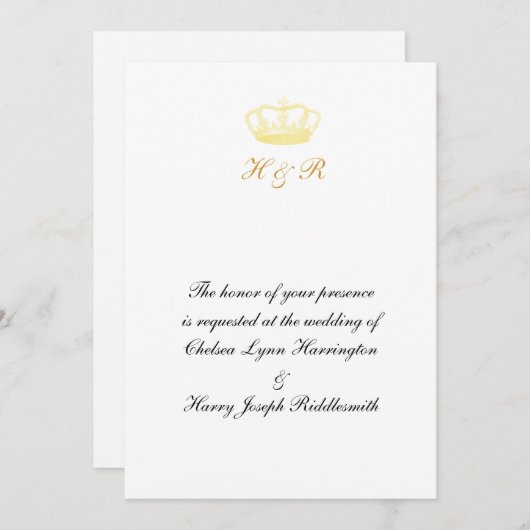 Invitation Crown Designs -  Or (Devant / Derrière)