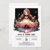 Invitation Crown Minimalist Princess Birthday (Devant / Derrière)