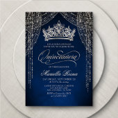 Invitation Crown Tiara Marine Argent Quinceañera
