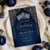 Invitation Crown Tiara Marine Argent Quinceañera