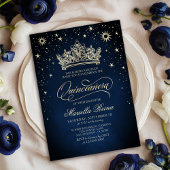 Invitation Crown Tiara Marine Gold Quinceañera