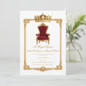 Invitation Crowned in Gold Royal Chair & Crown Wedding (Debout devant)