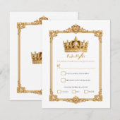 Invitation Crowned in Gold Royal Crown Elegant Wedding RSVP (Devant / Derrière)