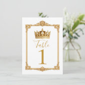 Invitation Crowned in Gold Royal Crown Table Number (Debout devant)