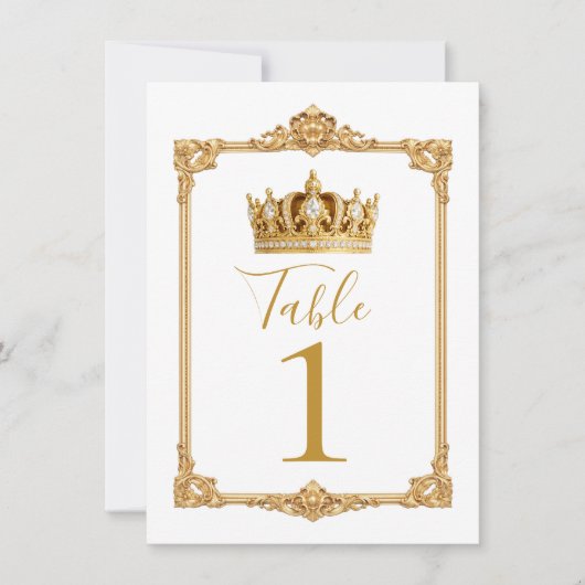 Invitation Crowned in Gold Royal Crown Table Number (Devant)