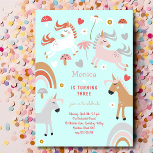 Invitation Croyez aux enfants d'anniversaire de licorne magiq