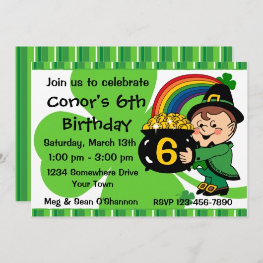 Invitation Croyez En L'Invitation De Leprechauns (Devant / Derrière)