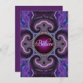 Invitation Croyez Inspirer Fractales violettes Cross Circle C (Devant / Derrière)