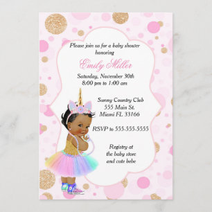 Invitation Cru 3 d'invitation de baby shower de licorne
