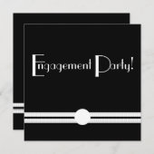 Invitation Cru de partie de fiançailles d'art déco rétro (Devant / Derrière)