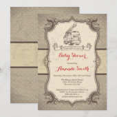 Invitation Cru d'invitation de baby shower de Firetruck rétro (Devant / Derrière)