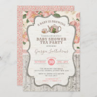 Cru rose poussiéreux de thé de baby shower floral