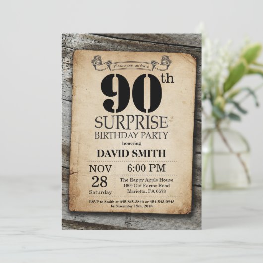 Invitation Cru rustique d'invitation d'anniversaire de (Debout devant)