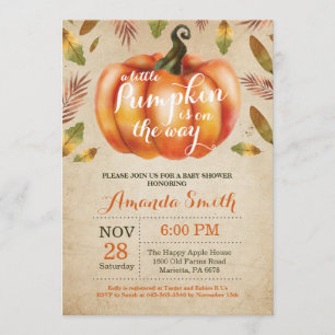 Invitation Cru rustique d'invitation de baby shower d'automne