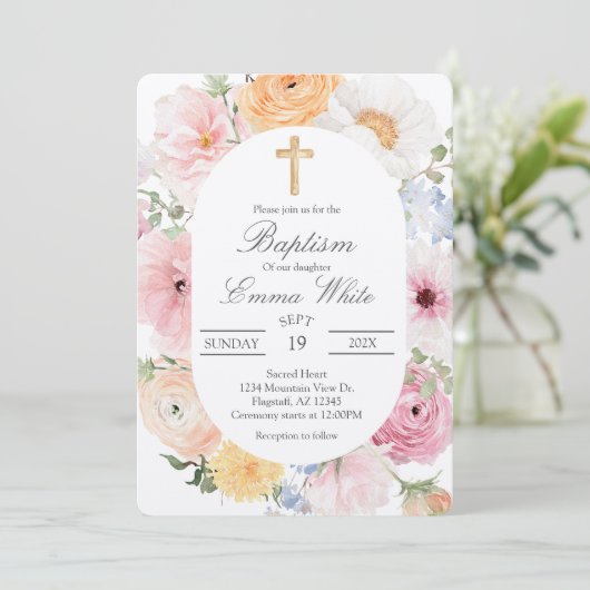 Invitation Crucifix  baptismInvitation (Debout devant)