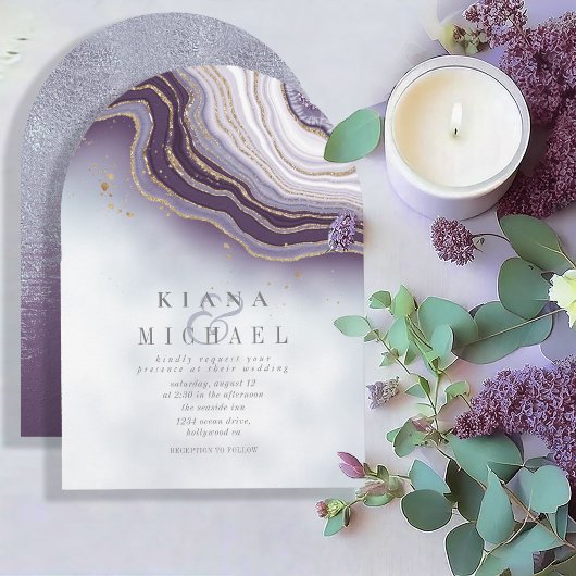 Invitation Crystal Agate Mariage Amethyst Arch ID825
