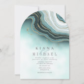 Invitation Crystal Agate Mariage Arch Turquoise ID825 (Devant)