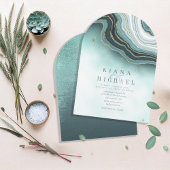 Invitation Crystal Agate Mariage Arch Turquoise ID825