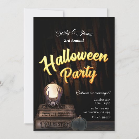 Invitation Crystal Ball Glow Fortune Teller Halloween Party (Devant)