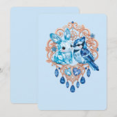 Invitation Crystal Blue Bunny and Blue Jay Heart (Devant / Derrière)