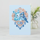 Invitation Crystal Blue Bunny and Blue Jay Heart (Debout devant)