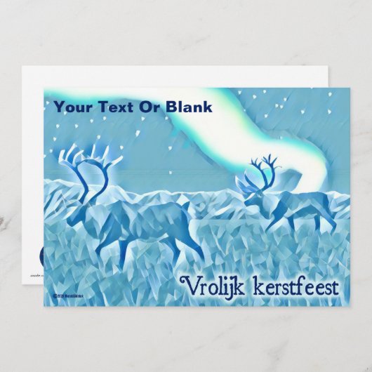 Invitation Crystal Blue Caribou - Vrolijk kerstfeest (Devant / Derrière)