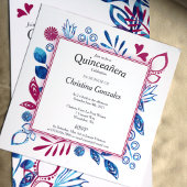Invitation Crystal Blue et Hot Pink Quinceañera