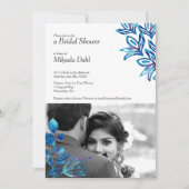 Invitation Crystal Blue Floral Photo nuptiale de douche Invit (Devant)