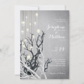 Invitation Crystal Light String White Branch Grey Mariage (Devant)