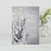 Invitation Crystal Light String White Branch Grey Mariage (Debout devant)