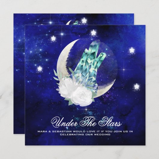 Invitation *~* CRYSTAL MOON STARS Website AR14 RSVP Mariage (Devant / Derrière)