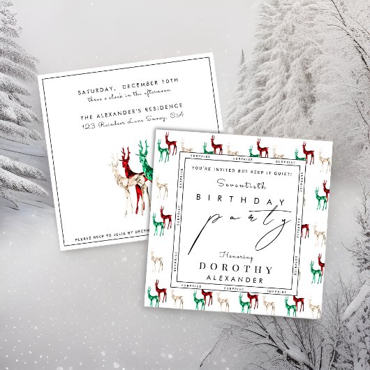 Invitation Crystal Reindeer TOUT Anniversaire d'hiver surpren
