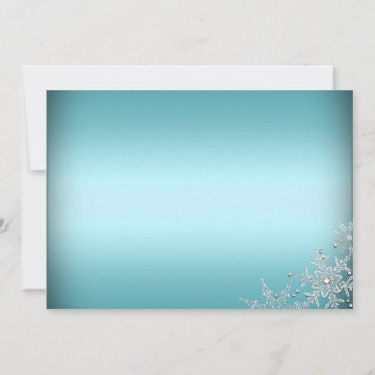 Invitation Crystal Snowflake Dîner de Noël bleu (Dos)