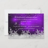 Invitation Crystal Snowflake Purple Noël Party RSVP (Devant)
