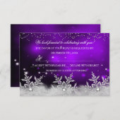 Invitation Crystal Snowflake Purple Noël Party RSVP (Devant / Derrière)