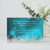 Invitation Crystal Snowflake Turquoise fête de Noël RSVP (Debout devant)
