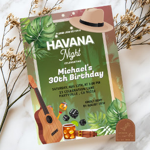 Invitation Cuba La Nuit d'Havane Anniversaire Homme