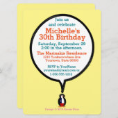 Invitation Cubain Parler Mme Penguin Personnalisée (Devant / Derrière)