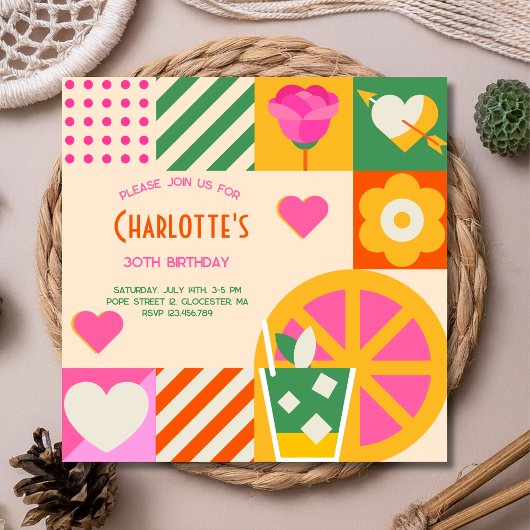 Invitation Cube moderne adulte Anniversaire