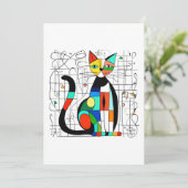 Invitation Cubisme Abstrait coloré d'art de chat (Debout devant)