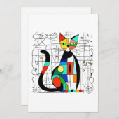 Invitation Cubisme Abstrait coloré d'art de chat (Devant / Derrière)
