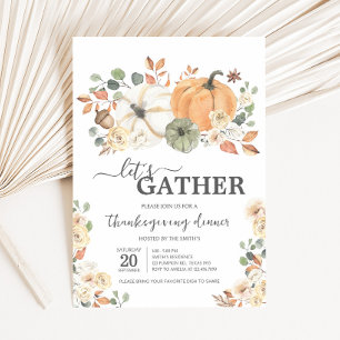 Invitation Cueillons le dîner de citrouille de Thanksgiving